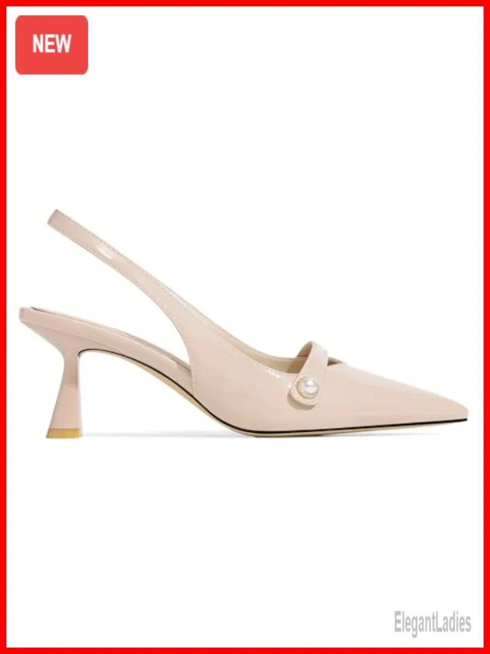 Kitten Heels Slingback Low Heel Pumps Pointed Toe Faux Leather Dress Shoes Work